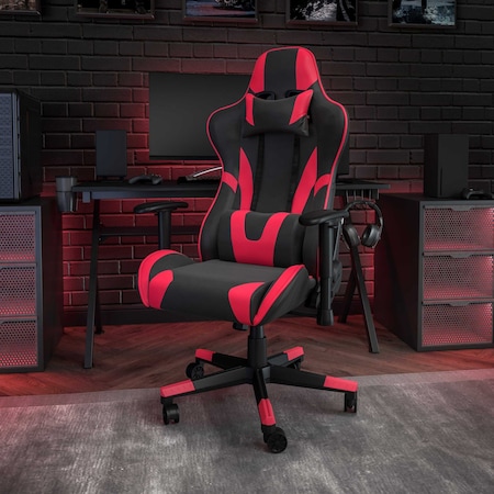 Flash Furniture Red LeatherSoft Gaming Chair with Reclining Back CH-187230-1-Red-GG
